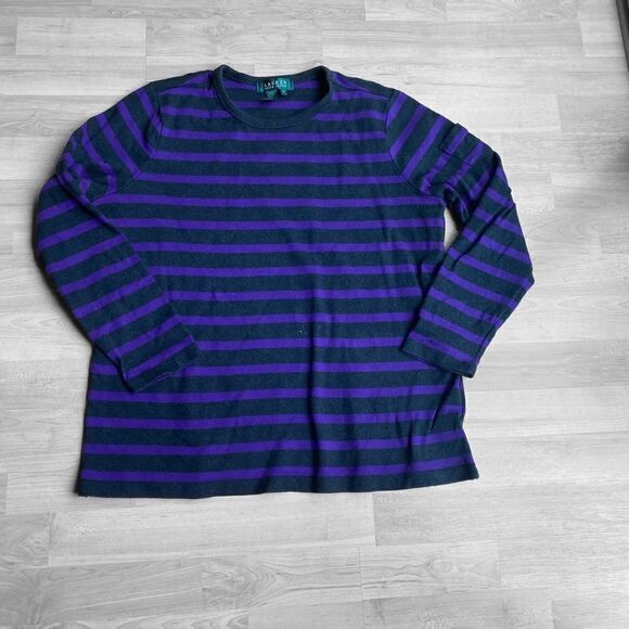 Lauren Ralph Lauren Stripe Sweater Sz 1X - Picture 1 of 3